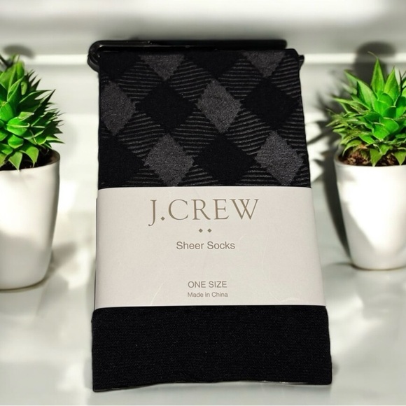 J. Crew Accessories - 🆕J.Crew Buffalo Check Black Sheer Socks